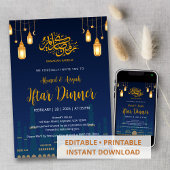 Night Sky Mosque Silhuette Iftar Dinner Kaart