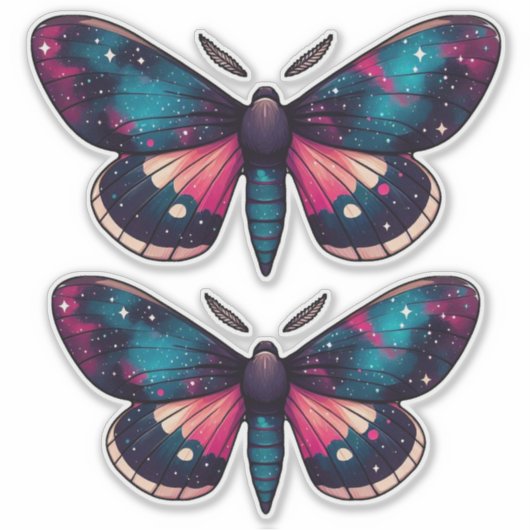 Night Sky Moth - kosmische hemelnevel ruimte Sticker (Voorkant)
