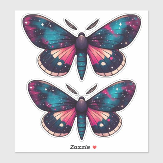 Night Sky Moth - kosmische hemelnevel ruimte Sticker (Vel)