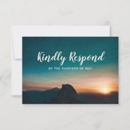 Night Sky Mountain Galaxy Sunset Stars Weddenschap RSVP Kaartje