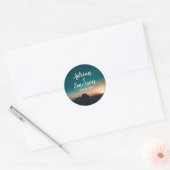Night Sky Mountains Galaxy Stars Script Weddenscha Ronde Sticker (Envelop)