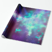 Night Sky Neon Licht Wrapping Paper Cadeaupapier (Uitgerold)