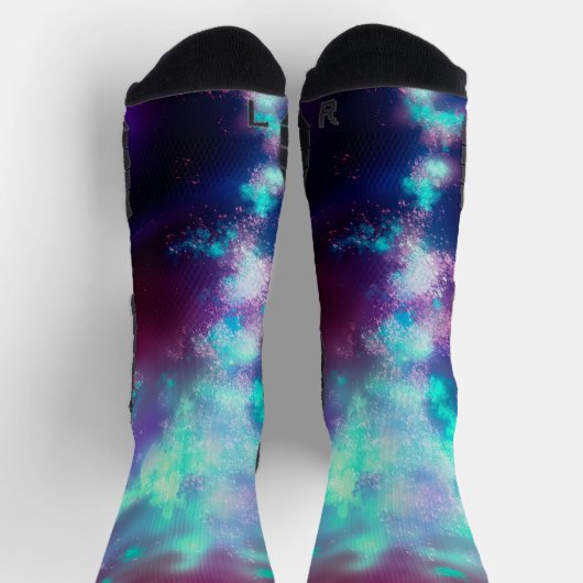 Night Sky Neon Lights Athletic Crew Sock Sokken (Top)