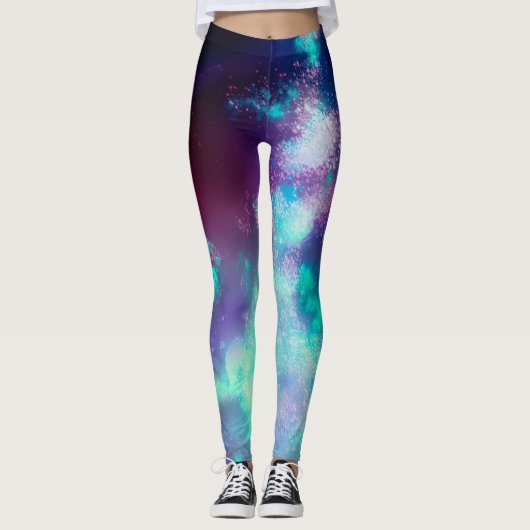 Night Sky Neon Lights Leggings (Voorkant)