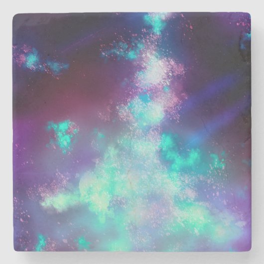 Night Sky Neon Lights Stone Onderzetter (Voorkant)