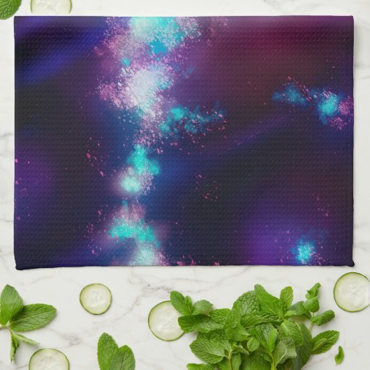 Night Sky Neon Lights Tea Towel Theedoek (Gevouwen)