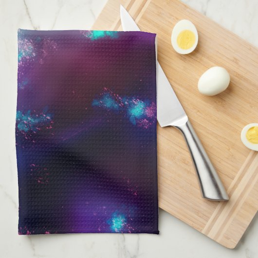 Night Sky Neon Lights Tea Towel Theedoek (Quarter Fold)