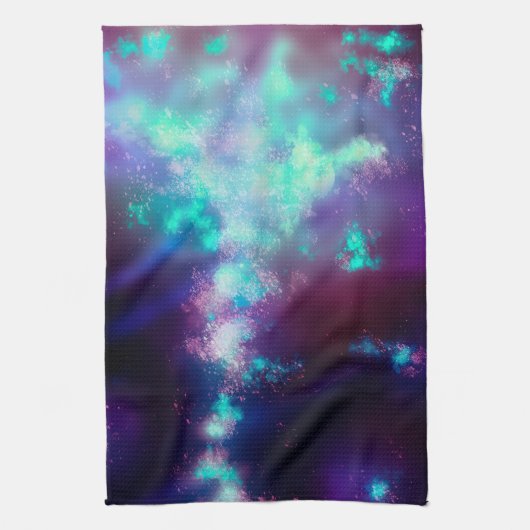 Night Sky Neon Lights Tea Towel Theedoek (Verticaal)