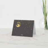 Night Sky Over de Maan en Sterren Celestial Gold Bedankkaart (Achterkant)