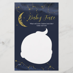 Night Sky over de Moon Baby shower Baby Face Card