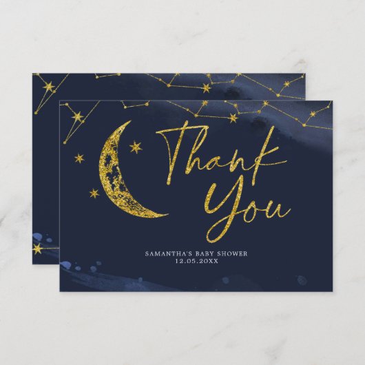 Night Sky over het Baby shower Moon Bedankkaart (Voorkant / Achterkant)