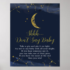 Night Sky over het Moon Baby shower Zeg geen Baby Poster