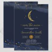 Night Sky Over the Moon Baby shower Invitation Kaart (Voorkant / Achterkant)