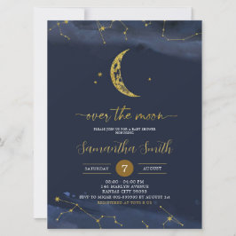 Night Sky Over the Moon Baby shower Invitation Kaart