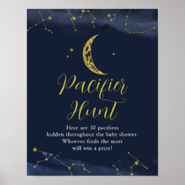 Night Sky Over the Moon Baby shower Pacifier Hunt Poster