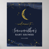 Night Sky Over the Moon Baby shower Welome Sign Poster (Voorkant)