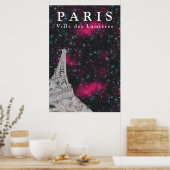 Night Sky Paris Eiffel Tower Poster (Keuken)