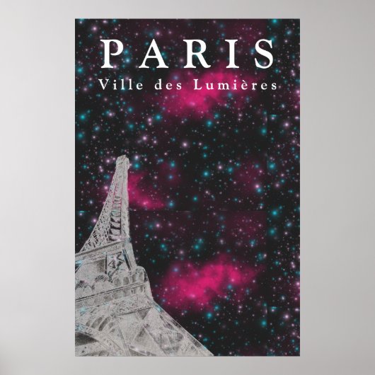Night Sky Paris Eiffel Tower Poster (Voorkant)