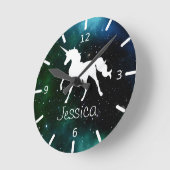 Night Sky Personalized Unicorn Ronde Klok (Hoek)