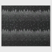 Night Sky Pink Stars Trees Snow Grey Black Holiday Cadeaupapier (Vlak)