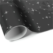 Night Sky Pink Stars Trees Snow Grey Black Holiday Cadeaupapier (Rol Hoek)