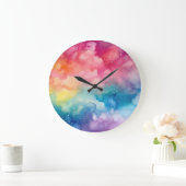 Night Sky Rainbow Aquarel Abstracte kunst Grote Klok (Huis)