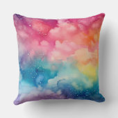 Night Sky Rainbow Aquarel Abstracte kunst Kussen (Achterkant)