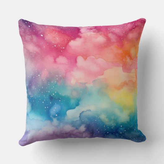 Night Sky Rainbow Aquarel Abstracte kunst Kussen (Achterkant)