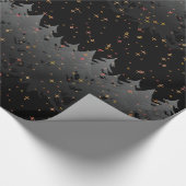 Night Sky Red Yellow Stars Tree Snow Black Holiday Cadeaupapier (Hoek)