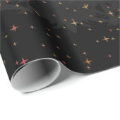 Night Sky Red Yellow Stars Tree Snow Black Holiday Cadeaupapier (Rol Hoek)