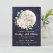 Night Sky roze Floral Twee de maan 2de verjaardag  Kaart (Staand voorkant)