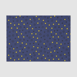 Night Sky Schattige Yellow Stars op Navy Blue Patt Tissuepapier