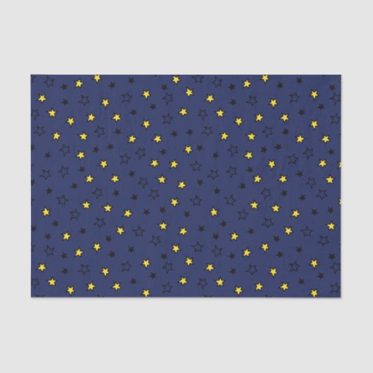 Night Sky Schattige Yellow Stars op Navy Blue Patt Tissuepapier (Voorkant)