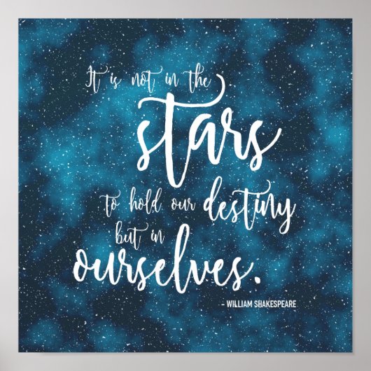Night Sky Shakespeare Destiny Quote Poster (Voorkant)