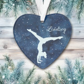 Night Sky Silver Blue Girl Gymnast Christmas Ornament