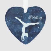 Night Sky Silver Blue Girl Gymnast Christmas Ornament (voorkant)