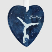 Night Sky Silver Blue Girl Gymnast Christmas Ornament (voorkant)