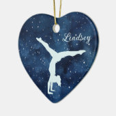 Night Sky Silver Blue Gymnast Christmas Keramisch Ornament (Links)