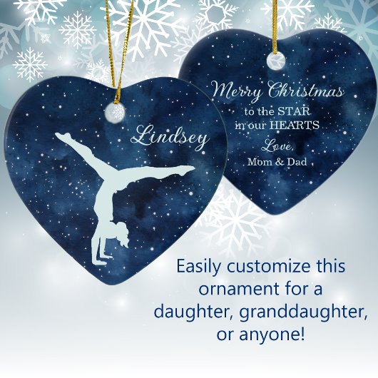 Night Sky Silver Blue Gymnast Christmas Keramisch Ornament