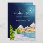 Night Sky Snowy Mountain Holiday Dinner Party Kaart (Voorkant / Achterkant)