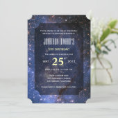 Night Sky/Space Theme Birthday Party Uitnodiging (Staand voorkant)