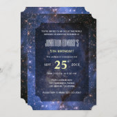 Night Sky/Space Theme Birthday Party Uitnodiging (Voorkant / Achterkant)