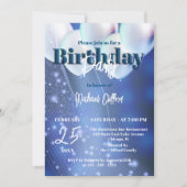 Night Sky Sparkles Blauwe & Witte Ballonnen Verjaa Kaart (Voorkant)