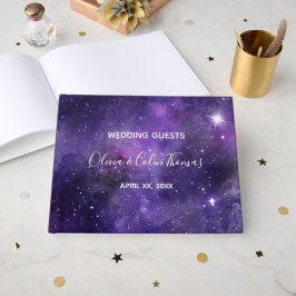 Night Sky Starlight Paarse bruiloft gastenboek
