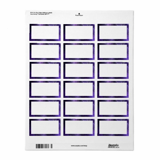 Night Sky Starlight Paarse bruiloft label (Full Sheet)