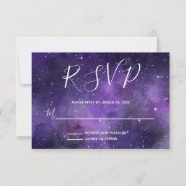 Night Sky Starlight Paarse bruiloft RSVP Kaartje