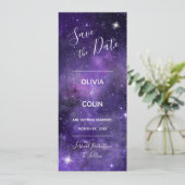 Night Sky Starlight Paarse bruiloft Save The Date (Staand voorkant)