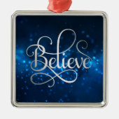 Night Sky Stars Believe Kerstmis Metalen Ornament (Voorkant)