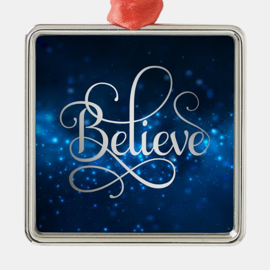 Night Sky Stars Believe Kerstmis Metalen Ornament (Voorkant)