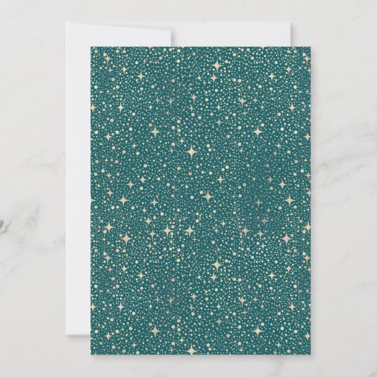 Night Sky Stars Celestial Romantische Blauwgroen b Kaart (Achterkant)
